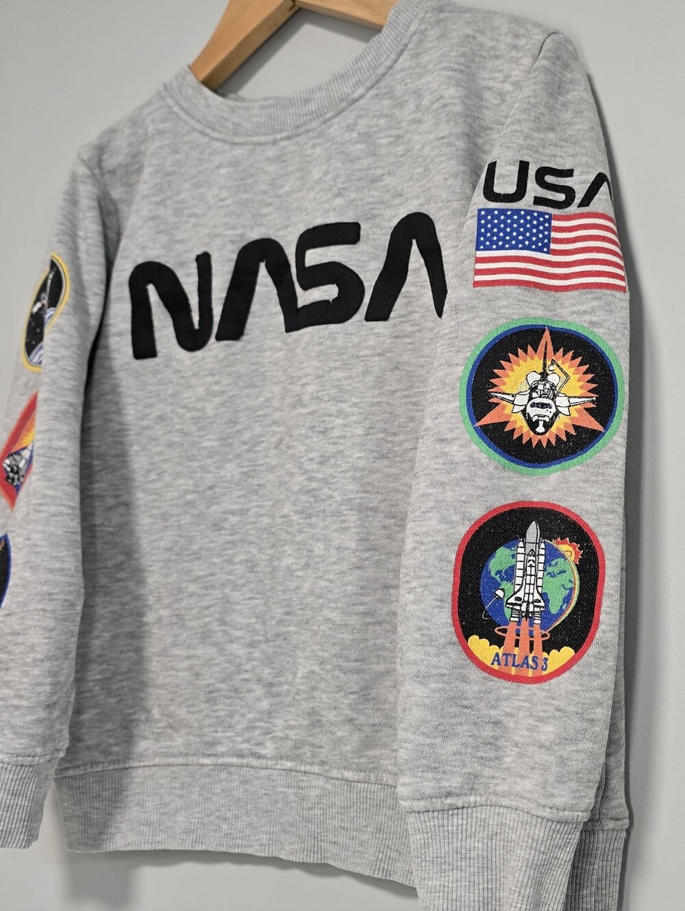 NASA Grey Patch-Sleeve Kids Sweatshirt Vintage Inspired 5T - Picture 4 of 14